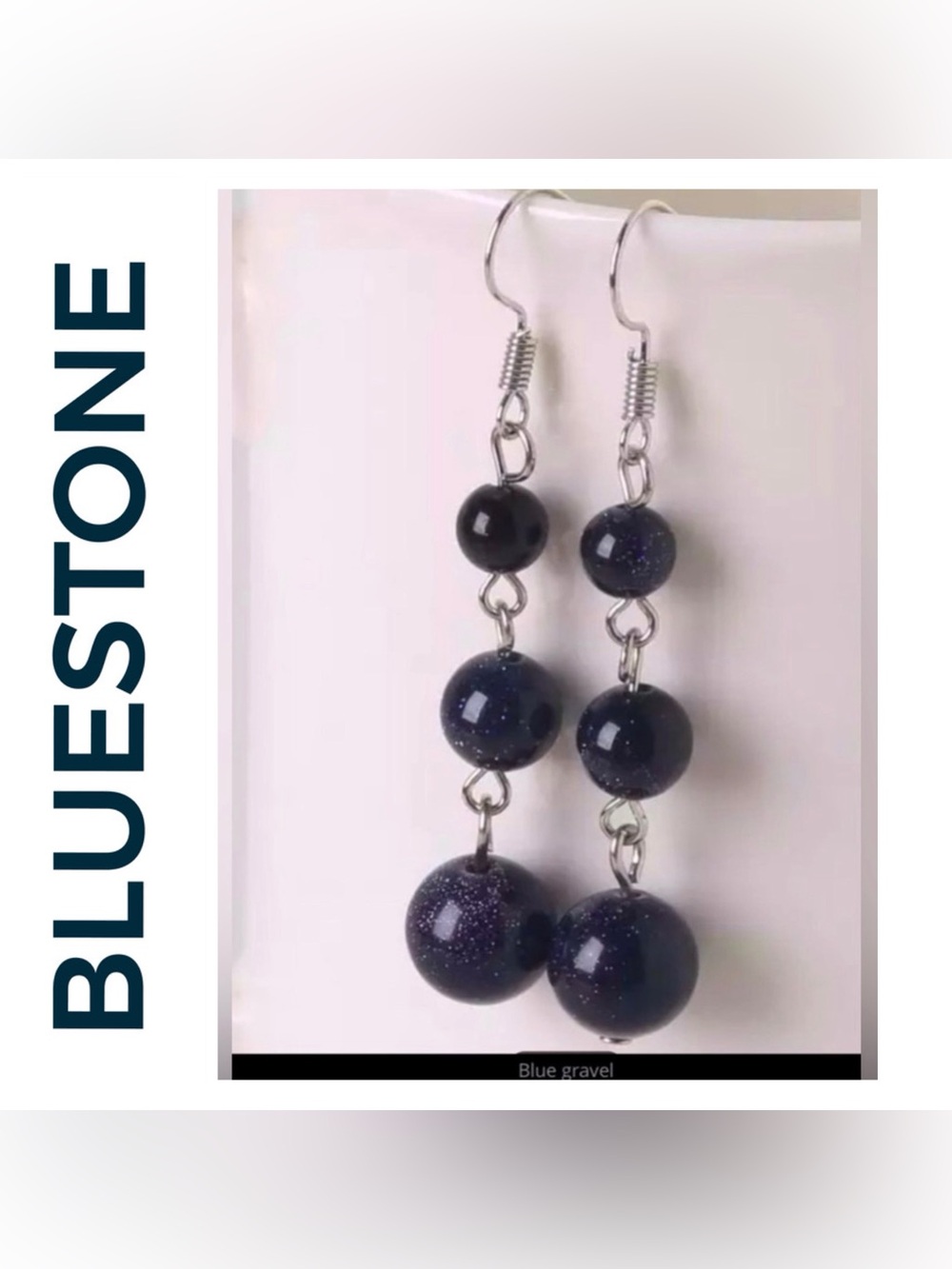 🌟🌟 925 Sterling Silver Blue Gravel Stone Earrings
